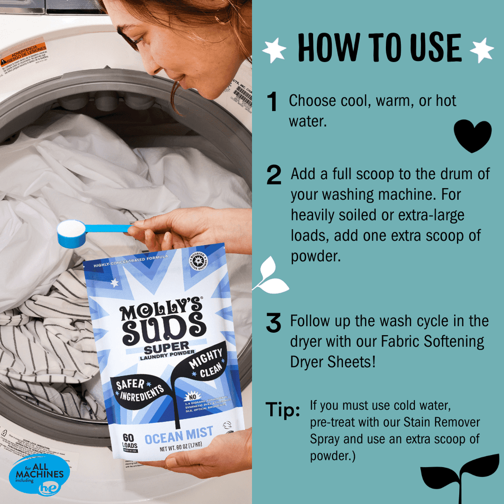 Molly's Suds Unscented Super Powder Detergent | Natural Extra Strength Laundry Soap, Stain Fighting | Sensitive Skin | Earth Derived Ingredients | 60 Loads
