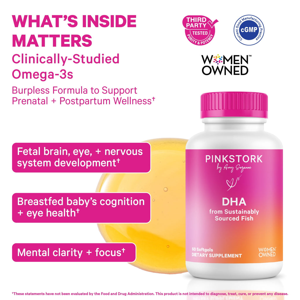 Pink Stork DHA Omega-3 Supplement, 60 Capsules