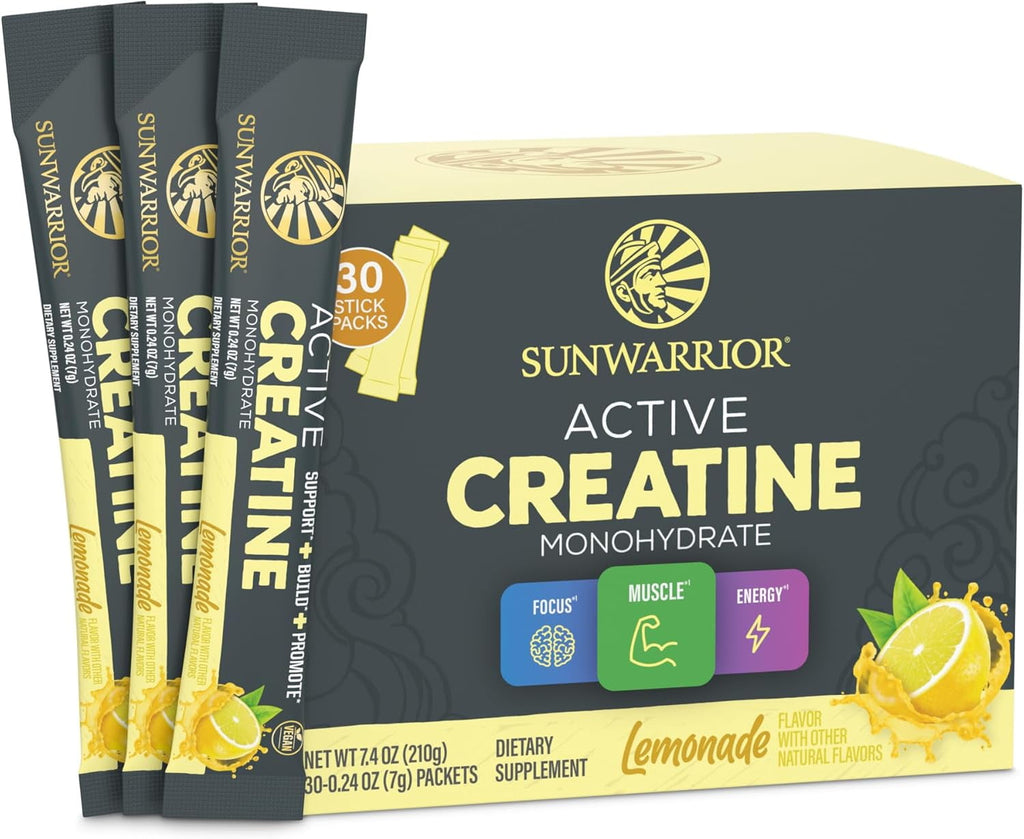 Sunwarrior Micronized Creatine Monohydrate Powder, Vegan Pre Workout Supplement, Raspberry, 30 Servings