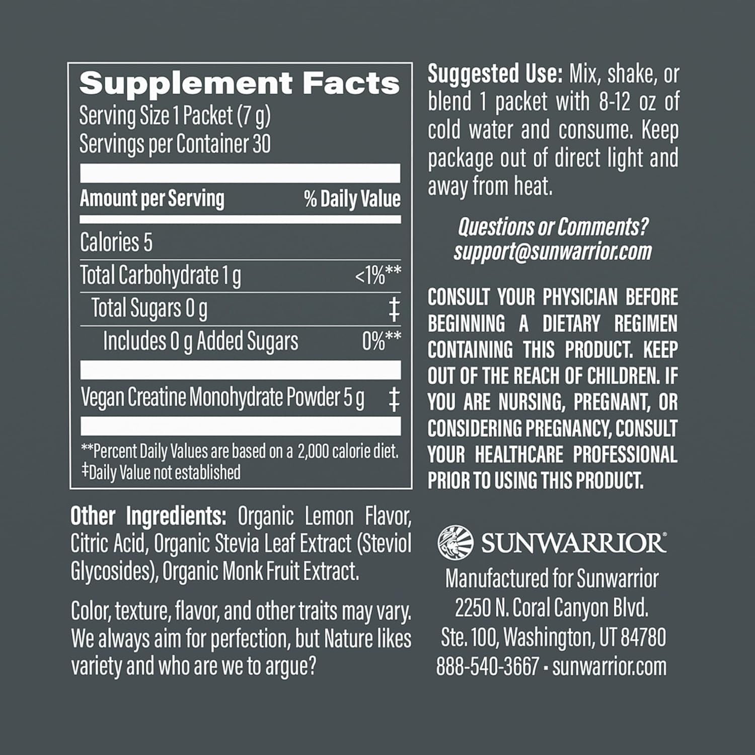 Sunwarrior Micronized Creatine Monohydrate Powder, Vegan Pre Workout Supplement, Raspberry, 30 Servings