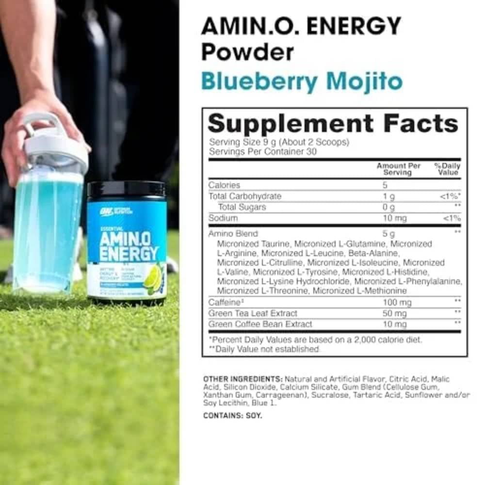 Optimum Nutrition, Essential Amino Energy, Powder, Blueberry Mojito, 30 Servings