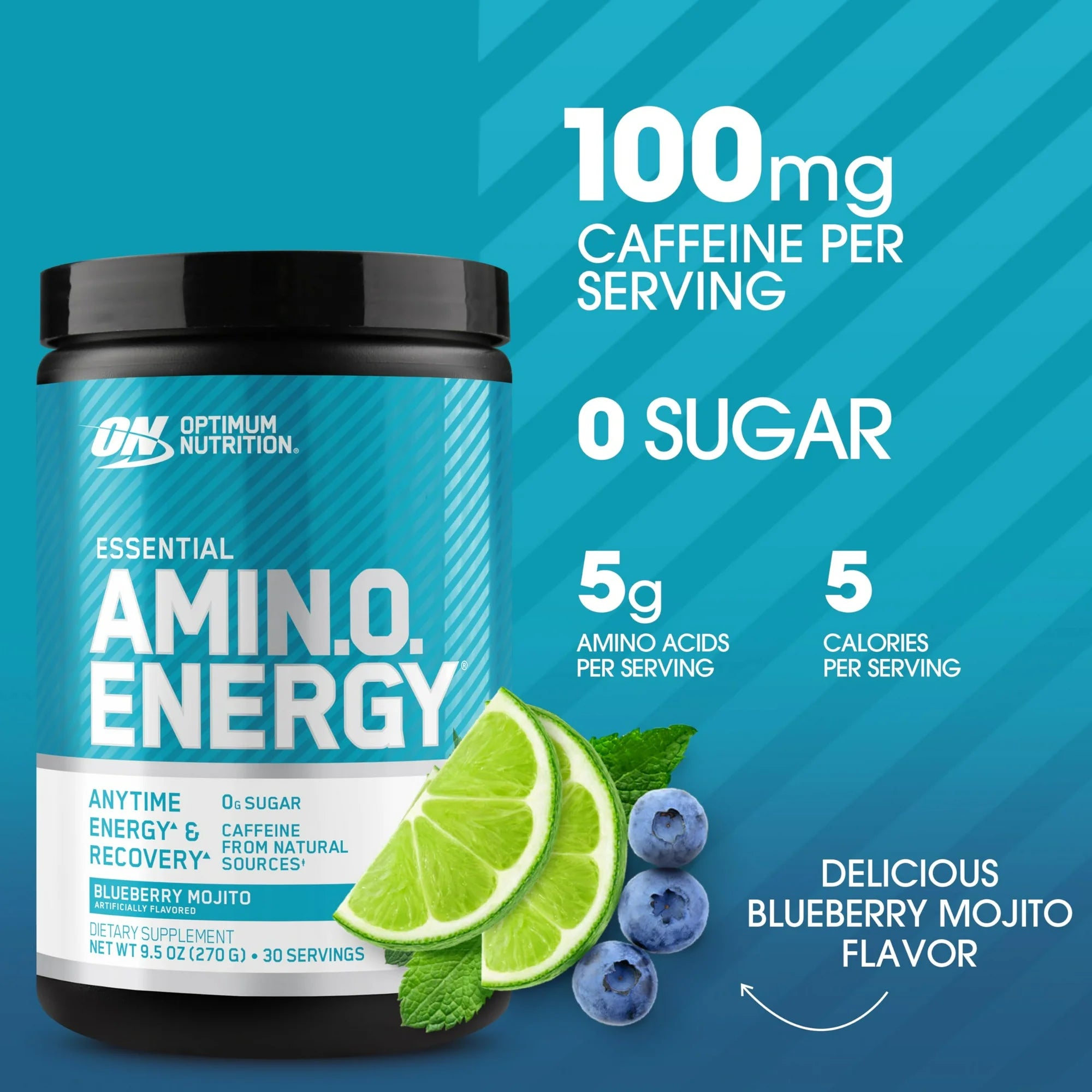 Optimum Nutrition, Essential Amino Energy, Powder, Blueberry Mojito, 30 Servings