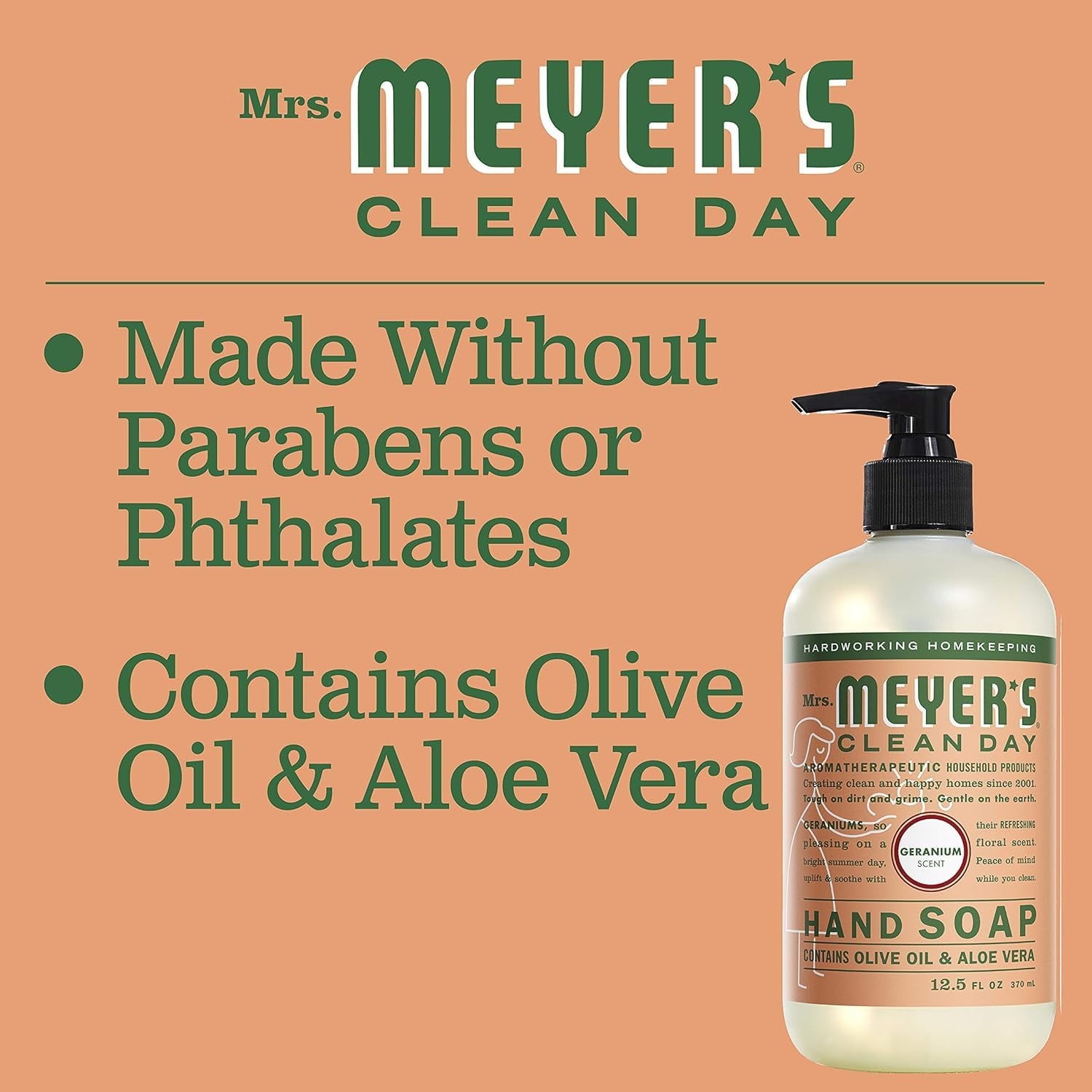 Mrs. Meyer's Clean Day Liquid Hand Soap 3 Scent Variety Pack, Rosemary, Geranium, Honeysuckle, 12.5 oz Each, 3 Count