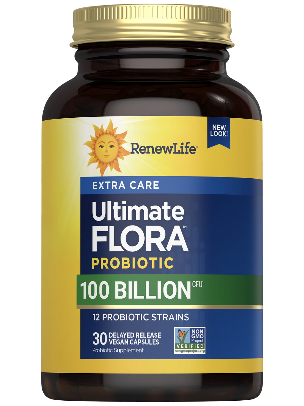 Extra Care Ultimate Flora Probiotic | 100 Billion CFU | 30 Vegan Capsules | by Renew Life