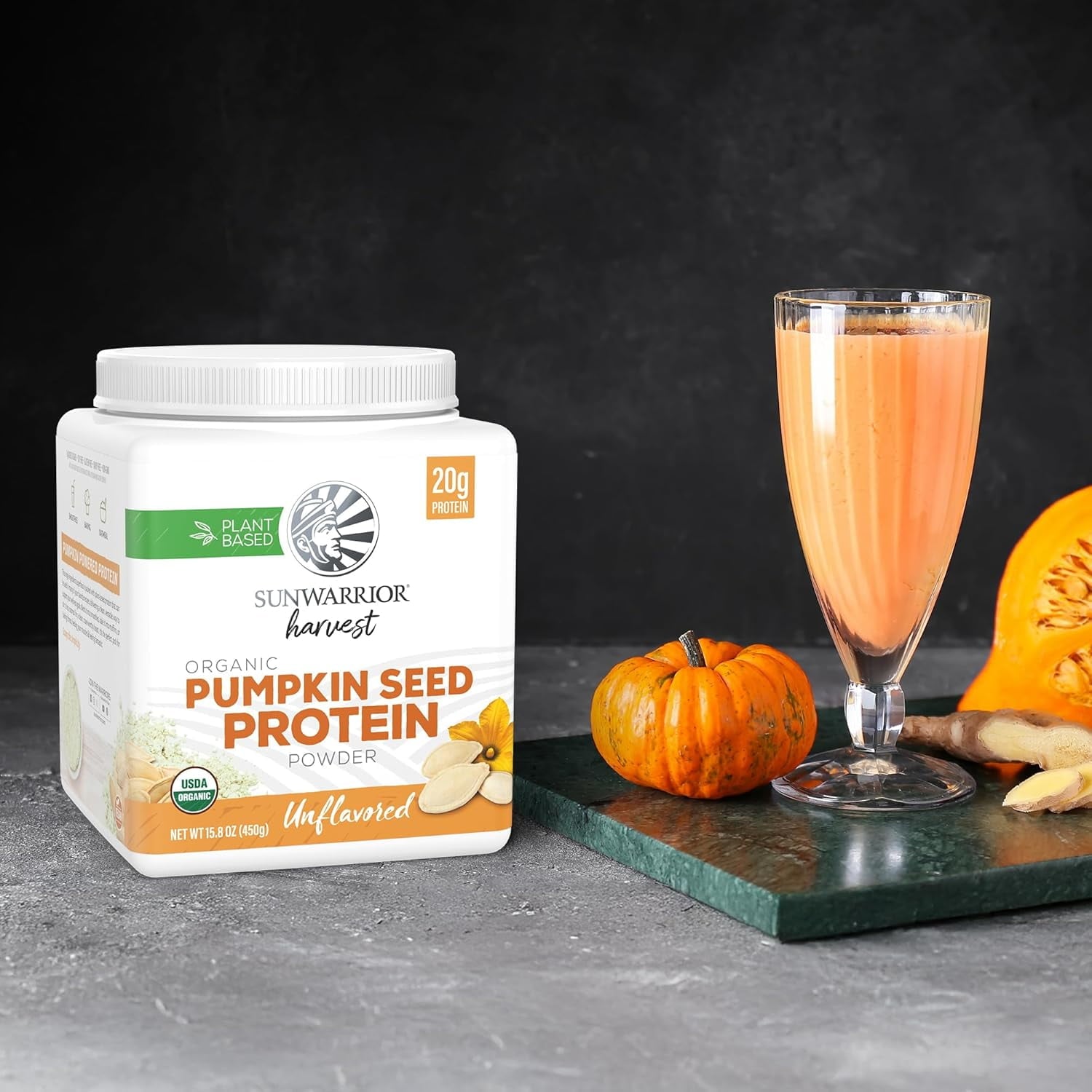 Sunwarrior Harvest Organic Pumpkin Seed Protein Powder, 20g Protein, Unflavored, 15.8 oz