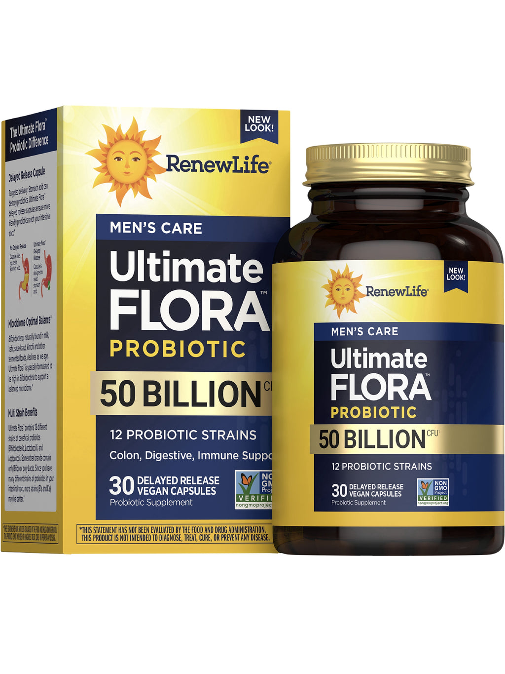 Men's Care Ultimate Flora Probiotic | 30 Vegan Capsules | 50 Billion CFU | by Renew Life