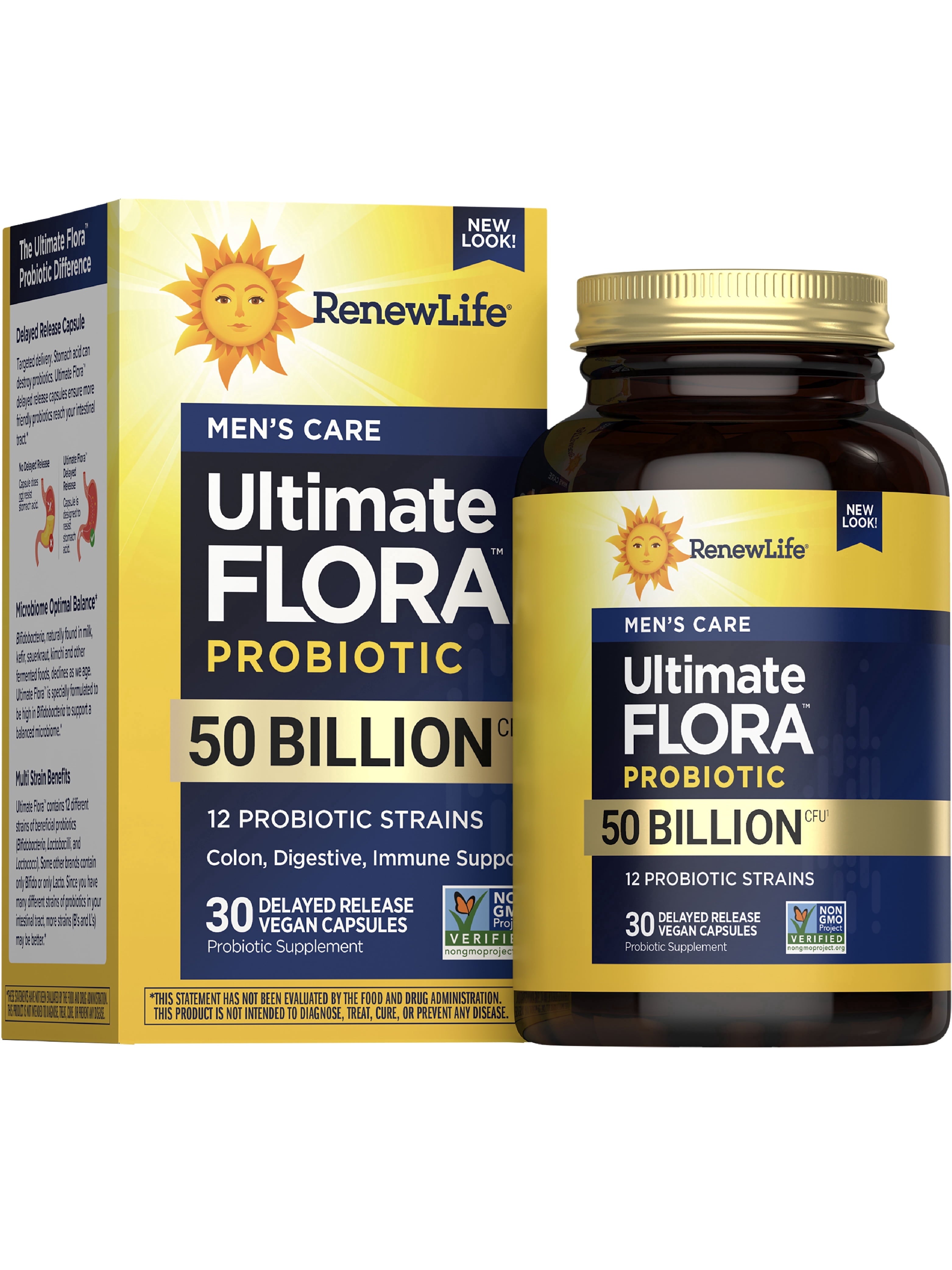 Men's Care Ultimate Flora Probiotic | 30 Vegan Capsules | 50 Billion CFU | by Renew Life
