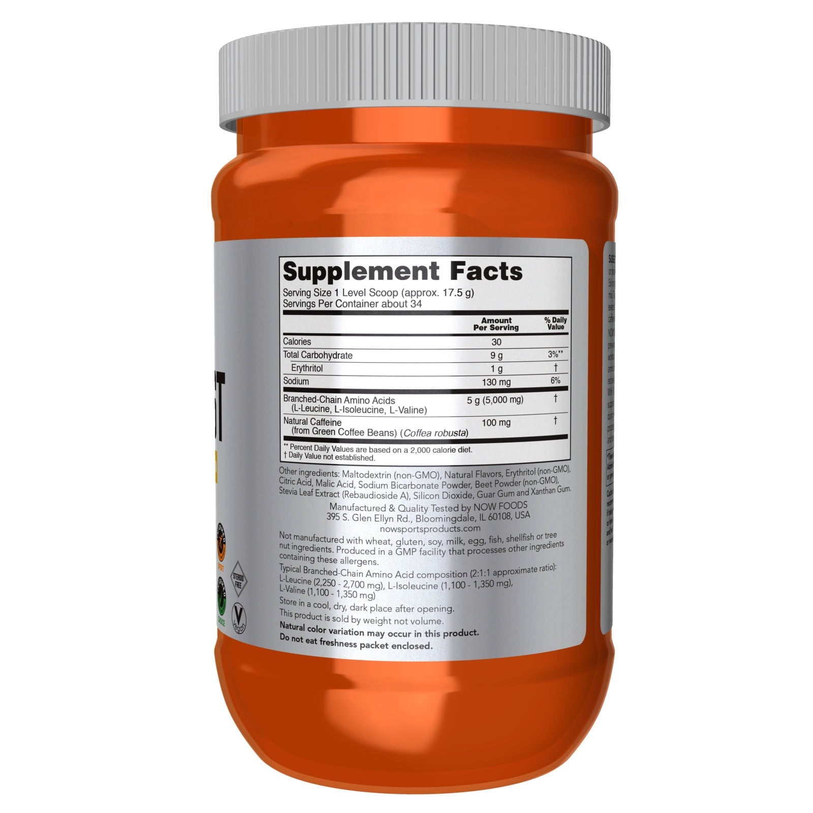 NOW Foods - NOW Sports BCAA Blast Powder Tropical Punch - 600 Grams