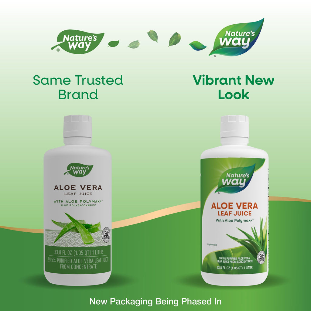 Nature's Way Aloe Vera Leaf Juice 99.5% Purified Aloe Vera Leaf Juice, 1 Liter 33.8 fl oz., 33.8 Fluid Ounce