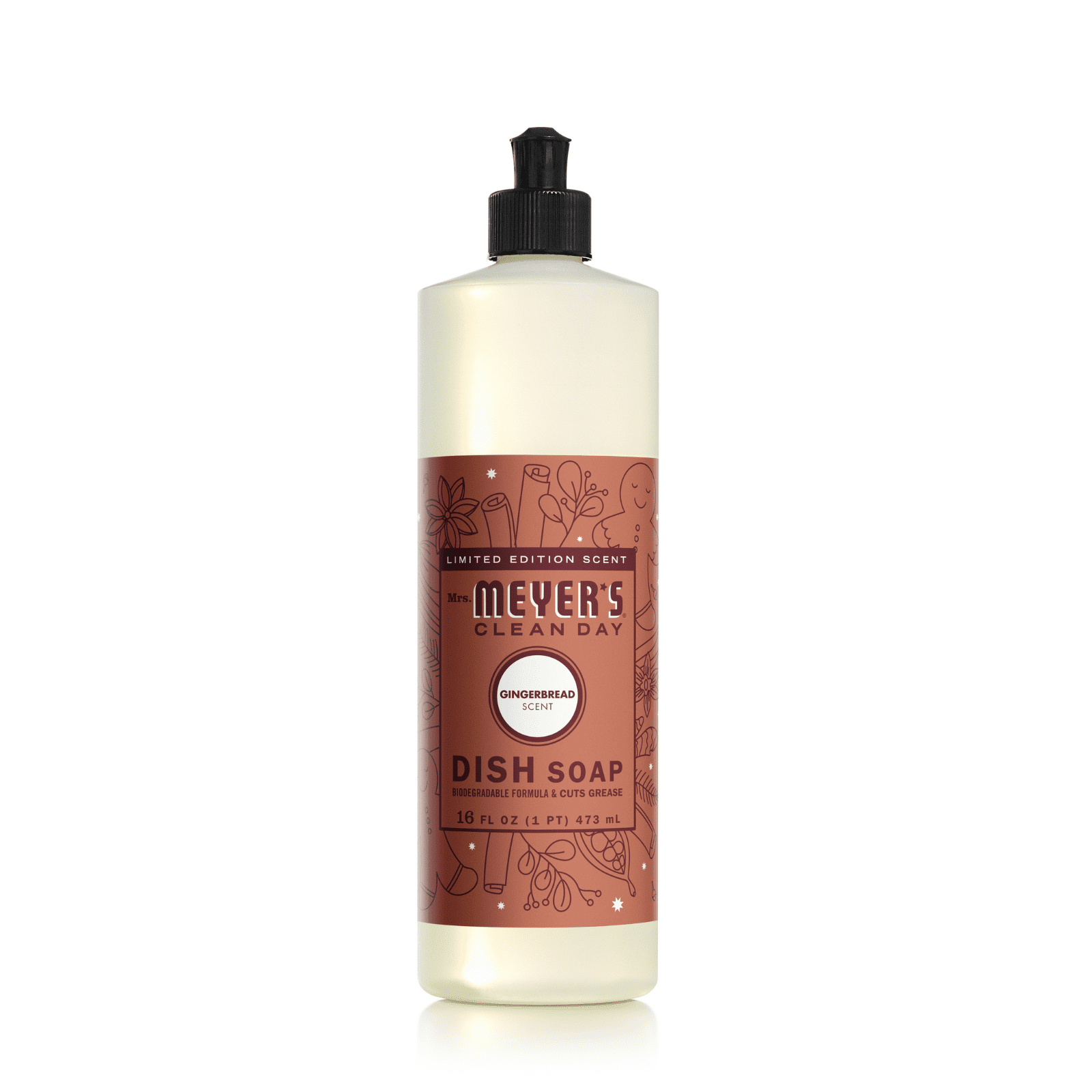 Mrs. Meyer’s Clean Day Gingerbread 3 Pack Variety, Liquid Hand Soap 12.5 fl oz (2), Dish Soap 16 fl oz, 1 ct