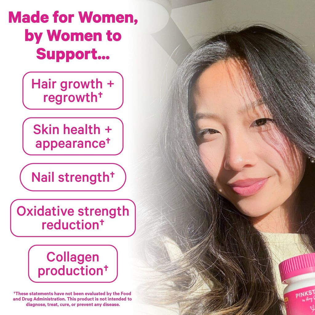 Pink Stork Total Glow Hair, Skin and Nails Gummies with Biotin + B Vitamins, 60 Berry Gummies