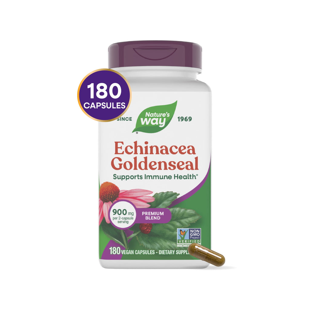 Nature's Way Echinacea Goldenseal Capsules, Premium Blend, Supports Immune Health*, Unisex,  180ct