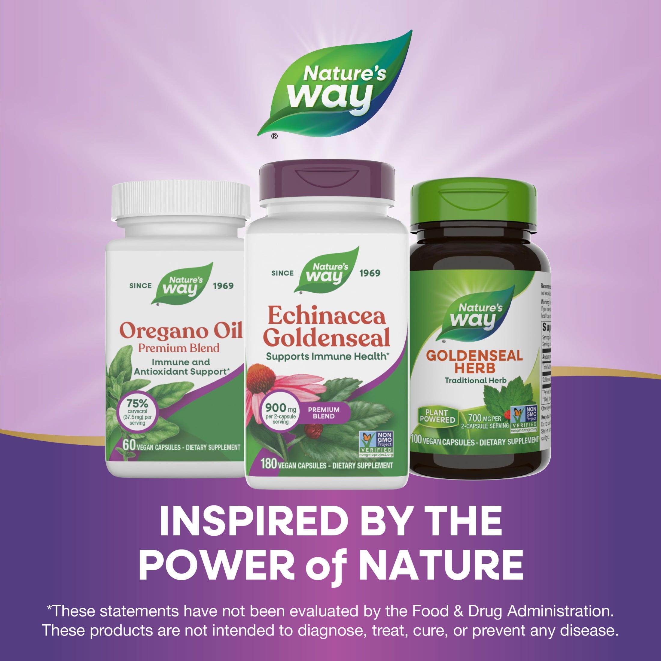 Nature's Way Echinacea Goldenseal Capsules, Premium Blend, Supports Immune Health*, Unisex,  180ct