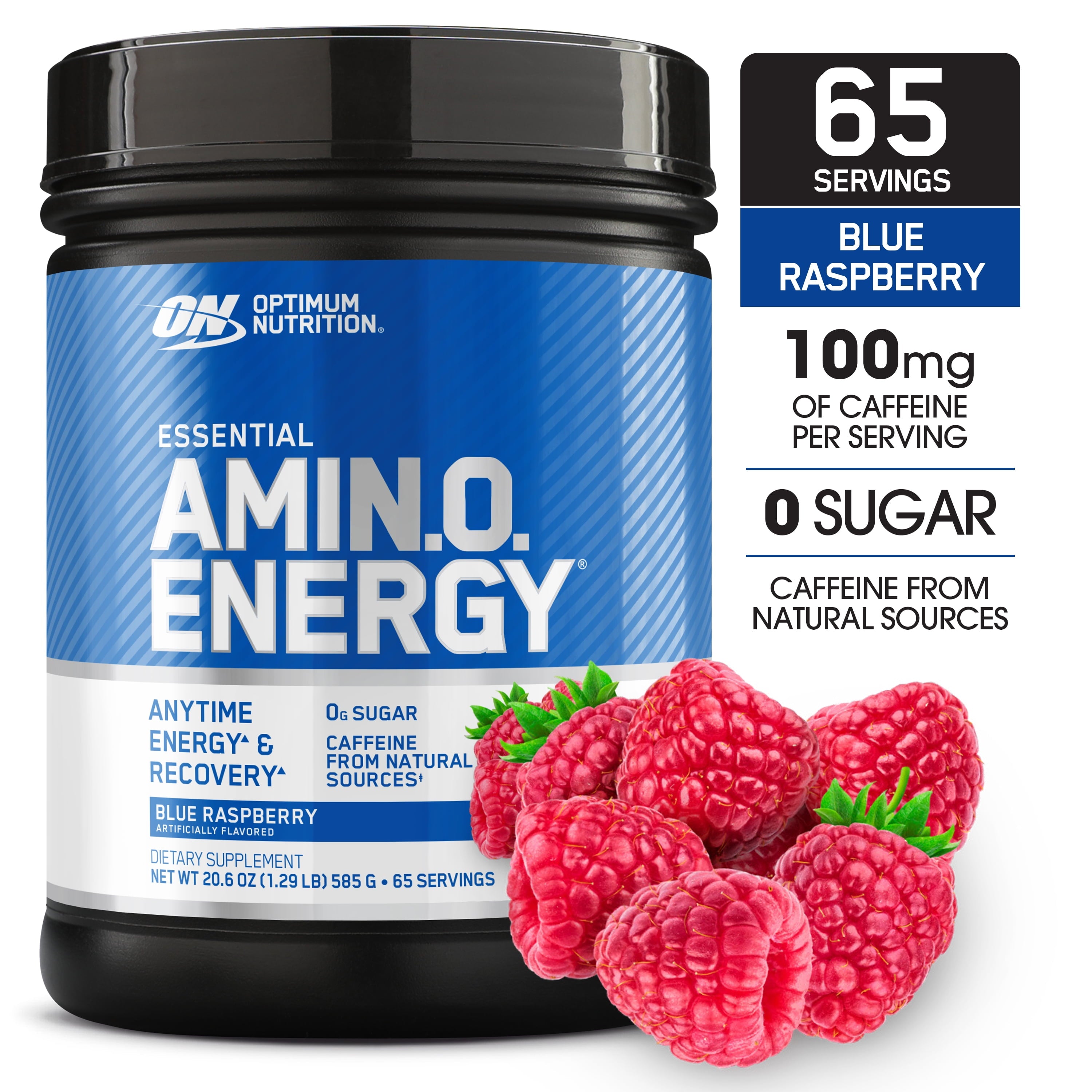 Optimum Nutrition Amino Energy, Pre Workout &amp; Essential Amino Acids, Blue Raspberry, 65 Servings
