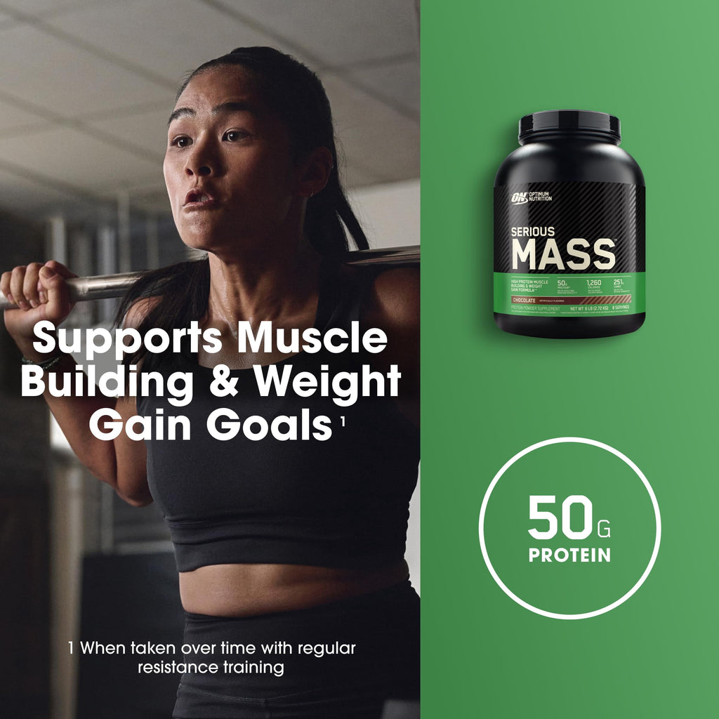 Optimum Nutrition Serious Mass Protein Powder, 50g Protein, (Variety of Sizes &amp; Flavors)