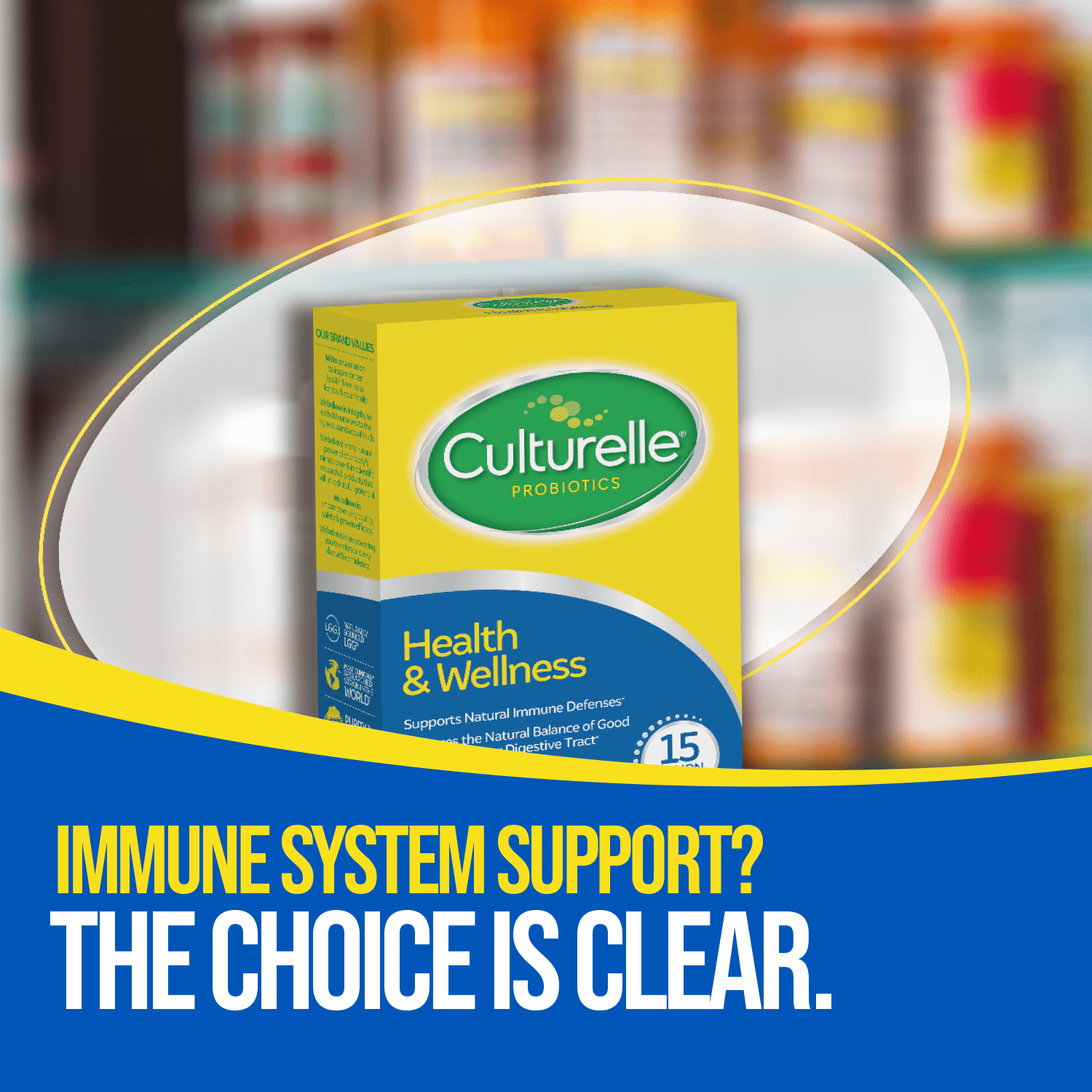 Culturelle Probiotics Health &amp; Wellness Daily Supplement, Immunity &amp; Digestion Support for Adults, 50 Count