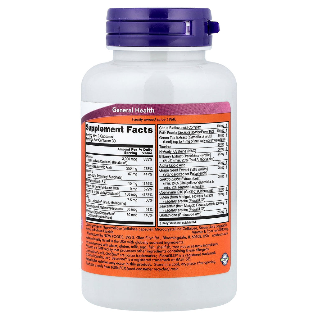 NOW Foods Supplements, Ocu Support™with FloraGLO® Lutein, plus Vitamins A, C and E, 90 Veg Capsules