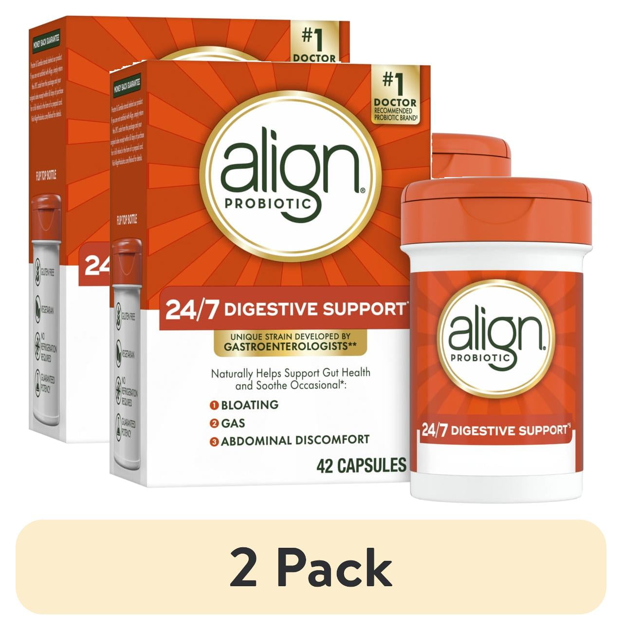 (2 pack) Align Probiotic, 24/7 Digestive Support*, Probiotics for Women and Men, Probiotics for Digestive Health, Men and Womens Probiotic Capsules Help Relieve Occasional Bloating &amp; Gas*, 42 Capsules