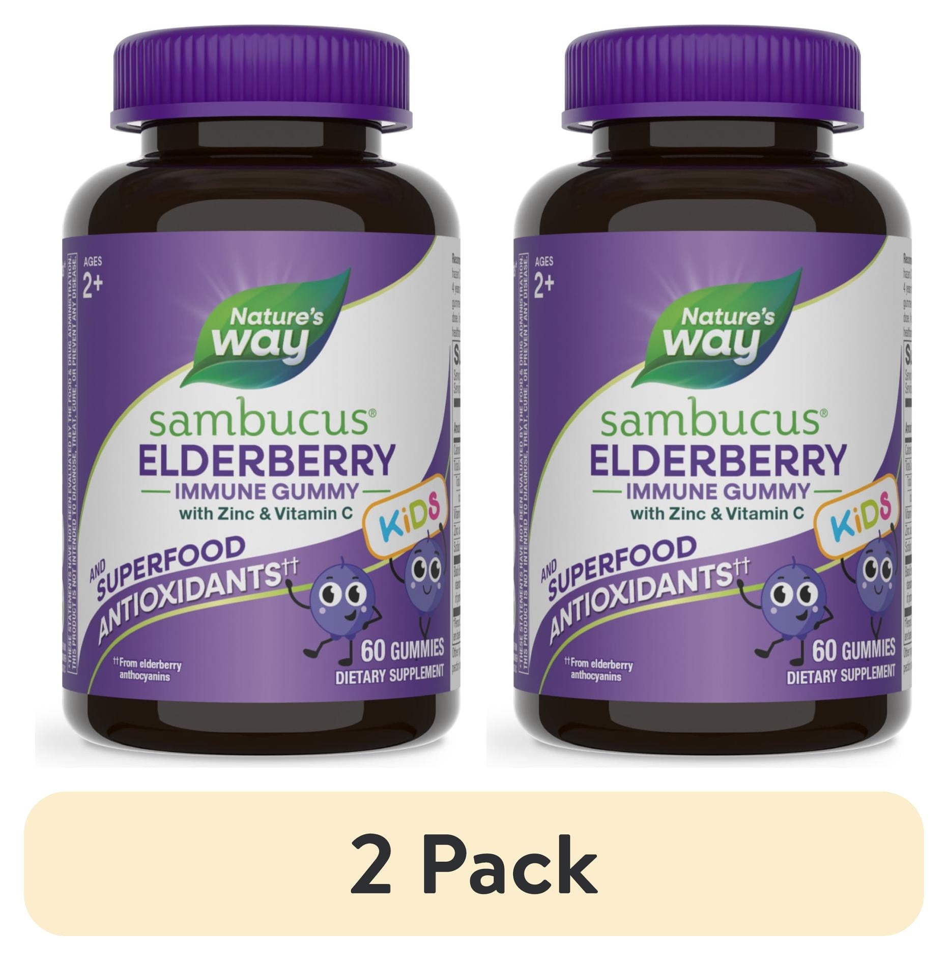 Nature’s Way Sambucus Immune Gummies for Kids, with Elderberry, Vitamin C and Zinc, Unisex, 60 Count