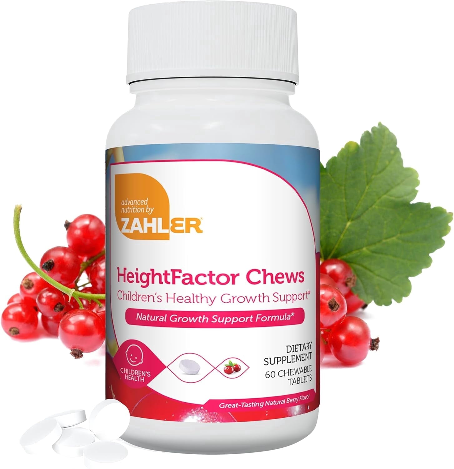 Zahler HeightFactor Chewable Tablets, 60 Count, Natural Kids Height Growth Supplement for Children Age 4+, Growth Support &amp; Development