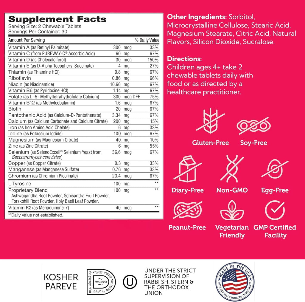 Zahler HeightFactor Chewable Tablets, 60 Count, Natural Kids Height Growth Supplement for Children Age 4+, Growth Support &amp; Development