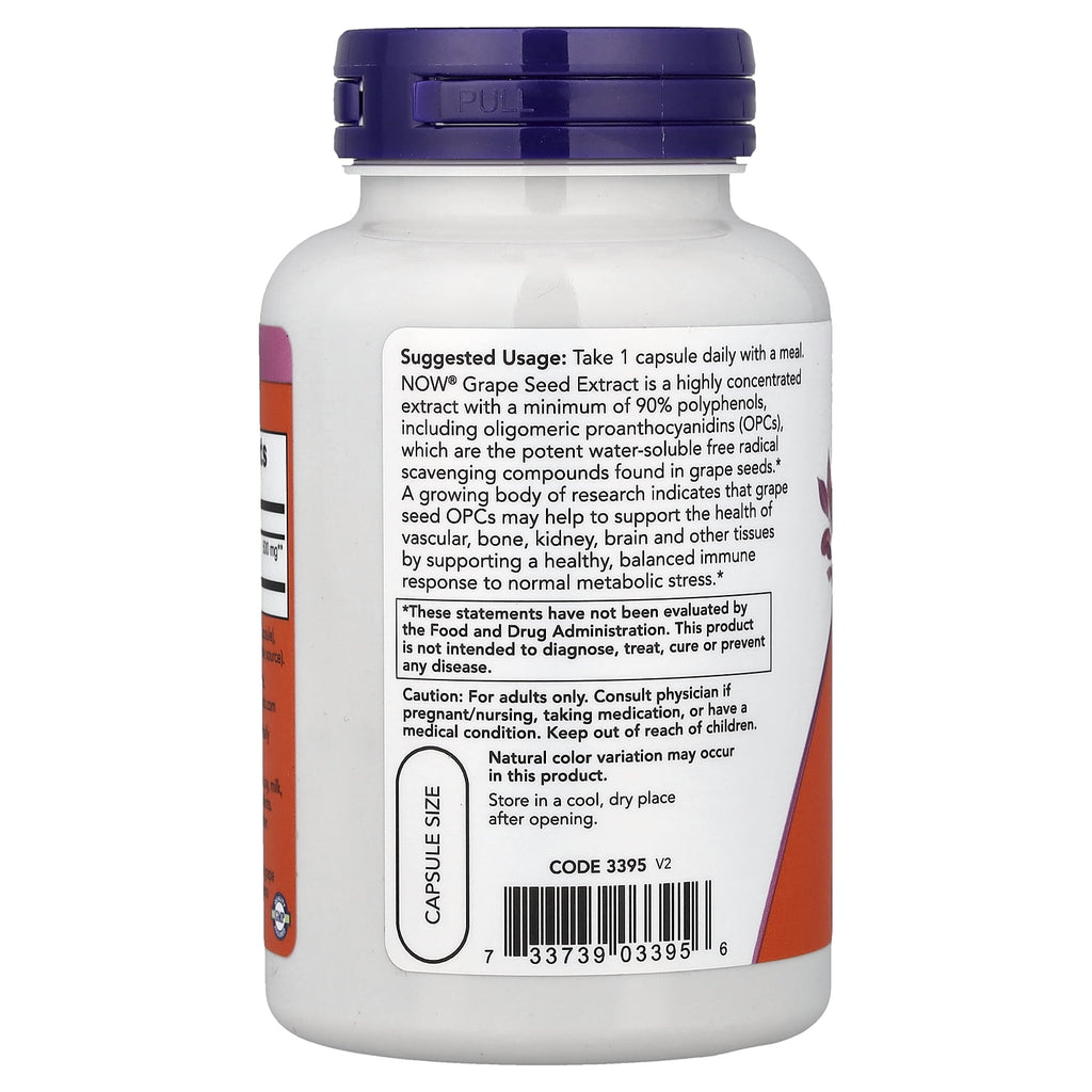 NOW Foods Grape Seed Extract, 500 mg, 90 Veg Capsules