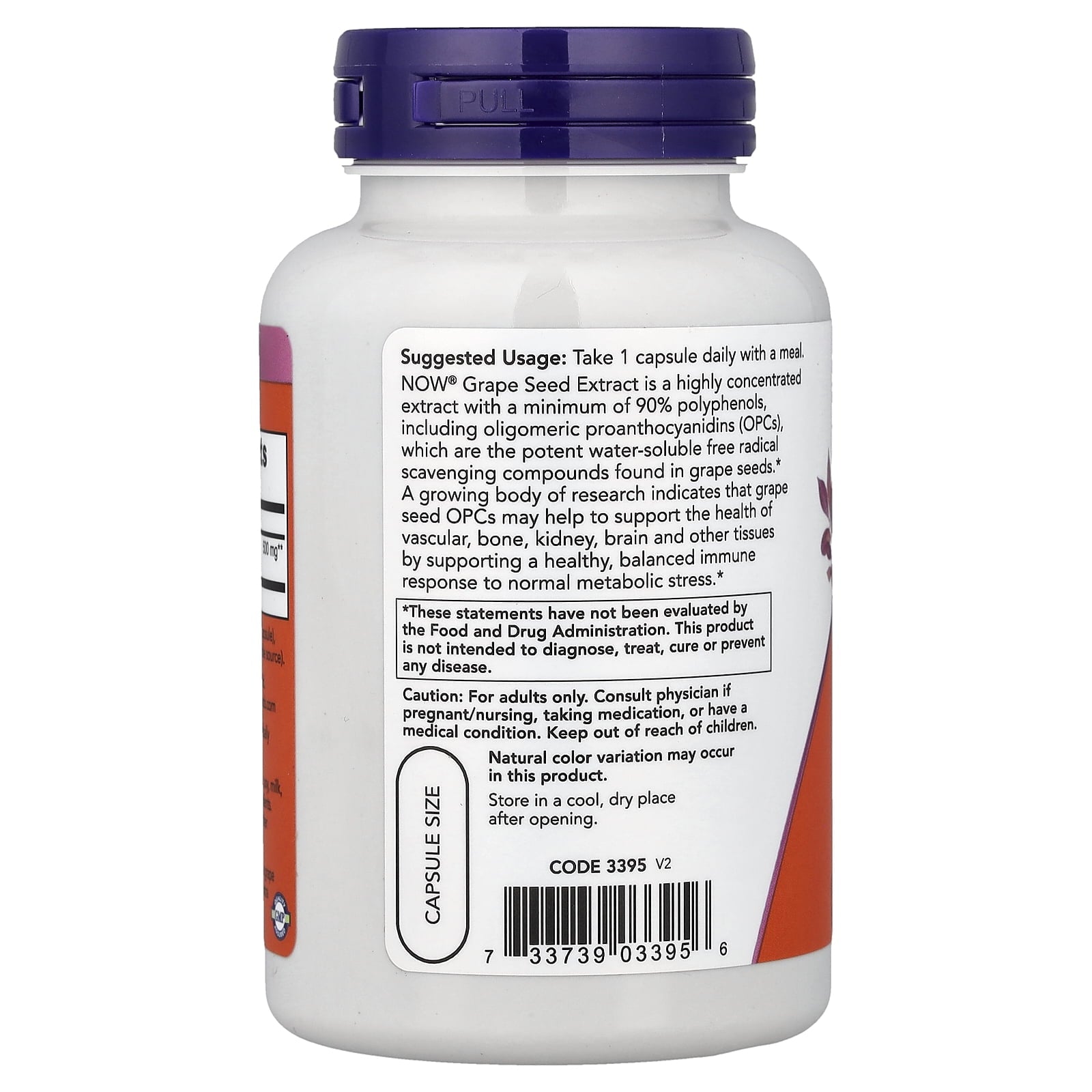 NOW Foods Grape Seed Extract, 500 mg, 90 Veg Capsules