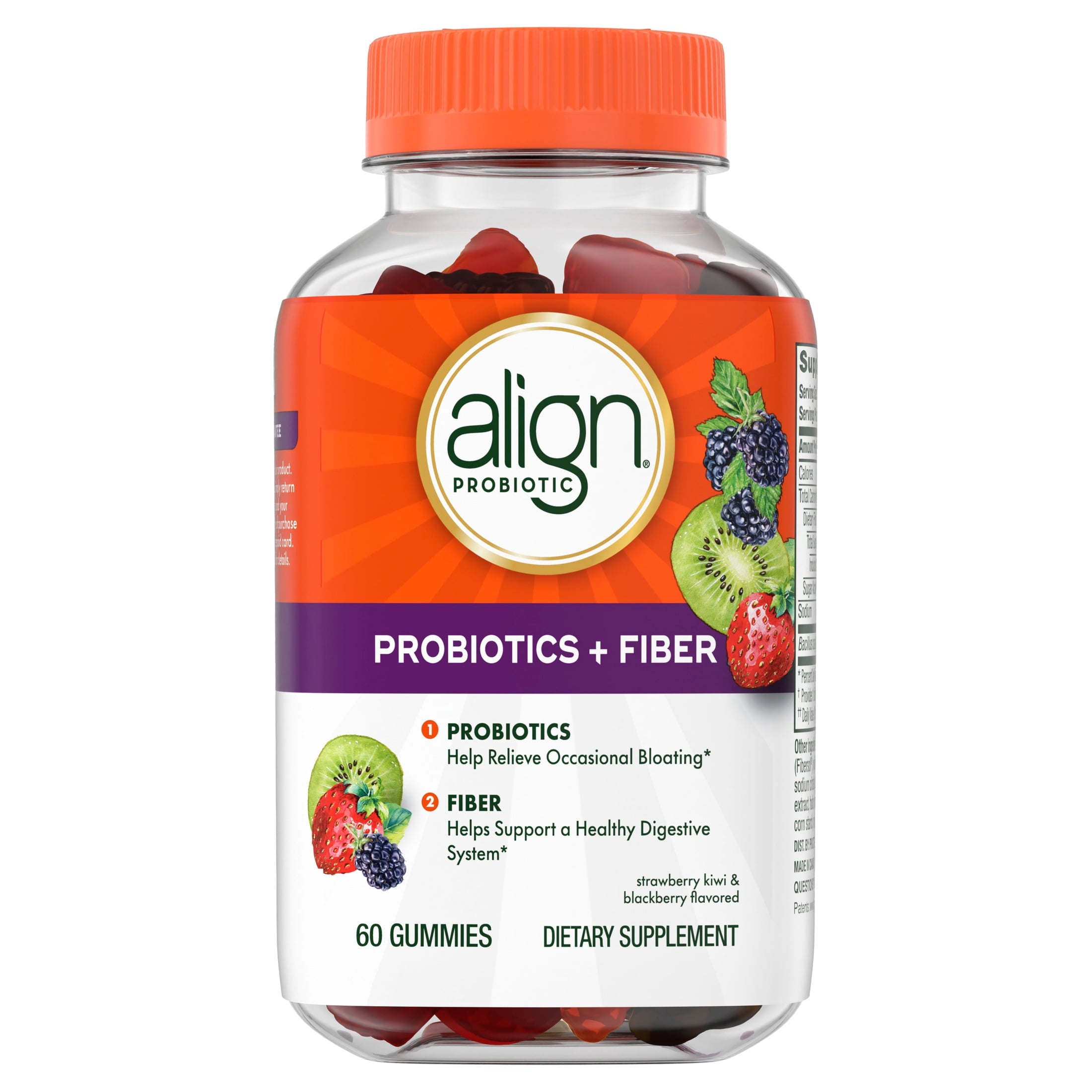 Align Probiotics + Fiber Gummies, Probiotic for Digestive Health, 60 Count