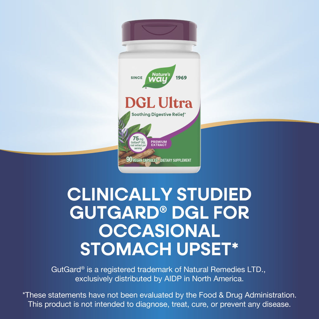 Nature's Way DGL Ultra Capsules, Licorice Root Extract, Soothing Digestive Relief*, Unisex, 90ct