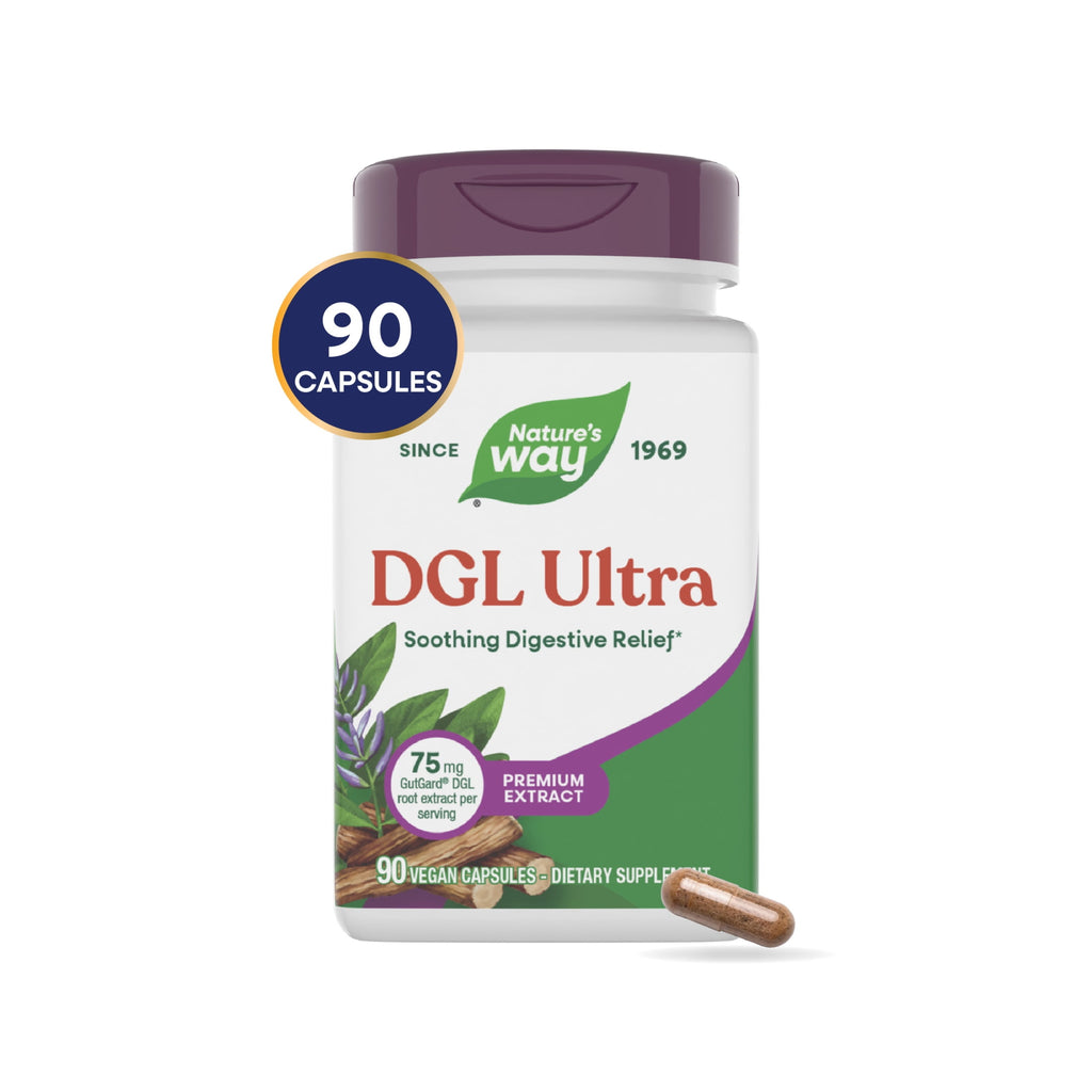 Nature's Way DGL Ultra Capsules, Licorice Root Extract, Soothing Digestive Relief*, Unisex, 90ct