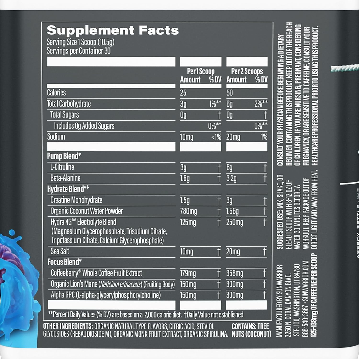 Sunwarrior Active Pre-Workout Powder for Men, Caffeine-Free, Yuzu Mango, 11.1 oz (30 Servings)