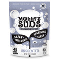 Molly's Suds Dishwasher Pods, Natural Dishwasher Detergent, Cuts Grease &amp; Rinses Clean (Residue-Free) for Sparkling Dishes, 45 Auto-Release Tabs (Unscented)