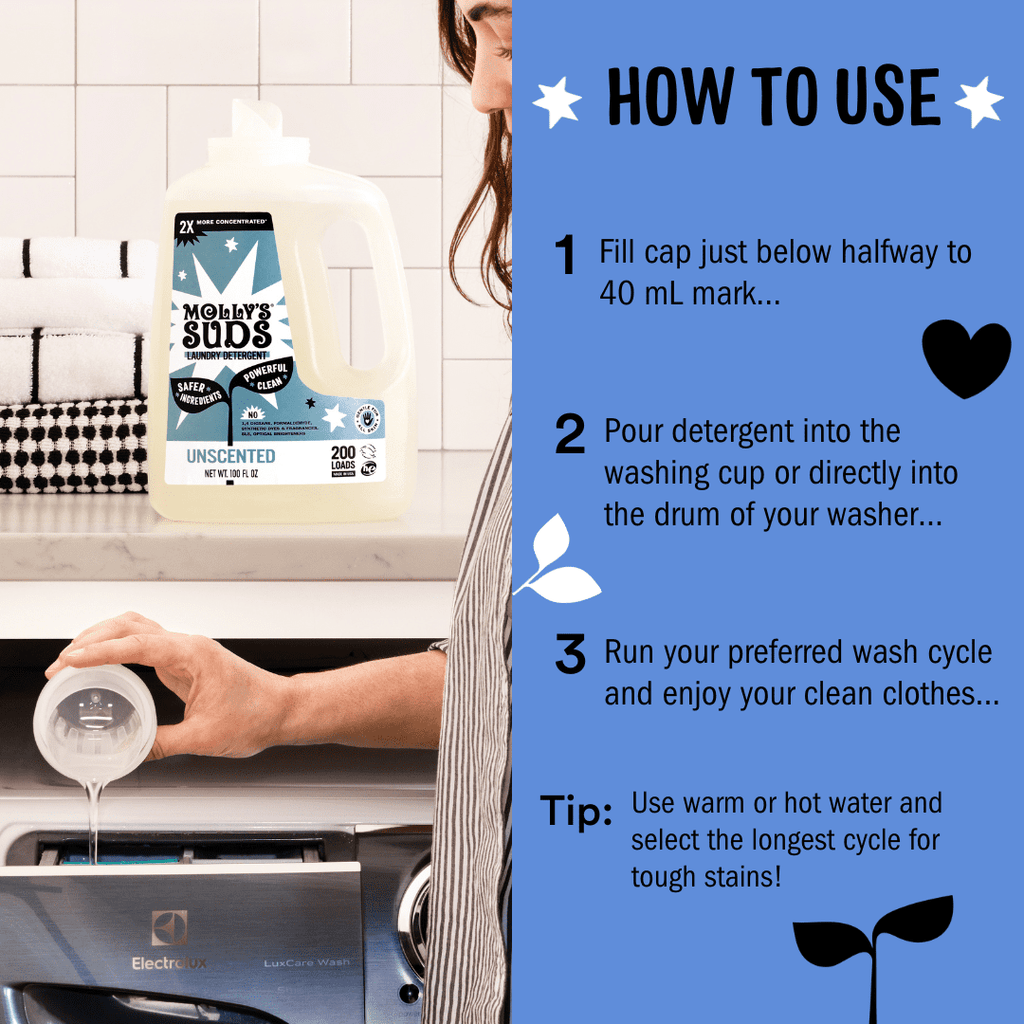 Molly's Suds Natural Liquid Laundry Detergent | High Efficiency (HE) | Ocean Mist - 100 Loads