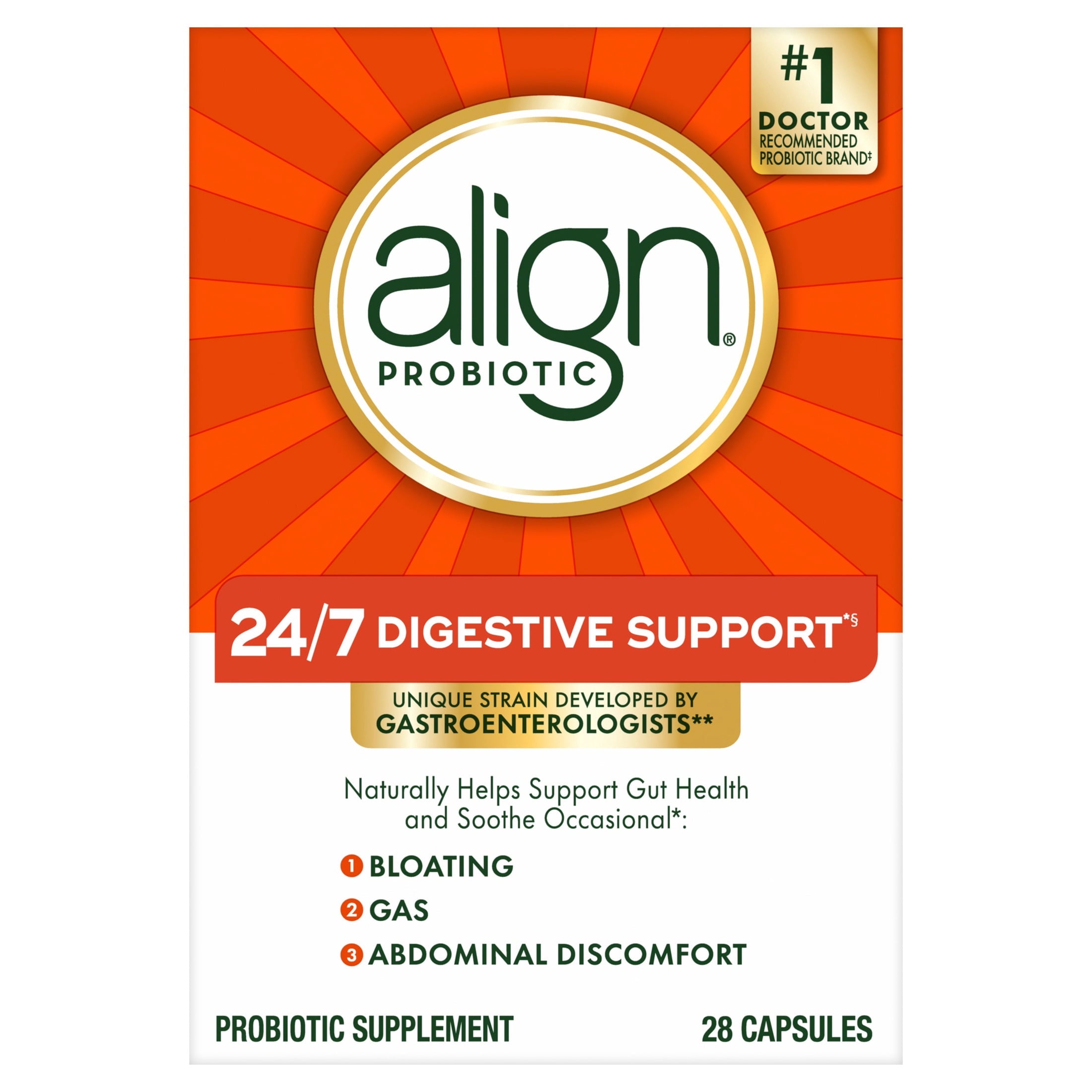 Align Probiotics for Women and Men, 24/7 Digestive Support, 28 Capsules