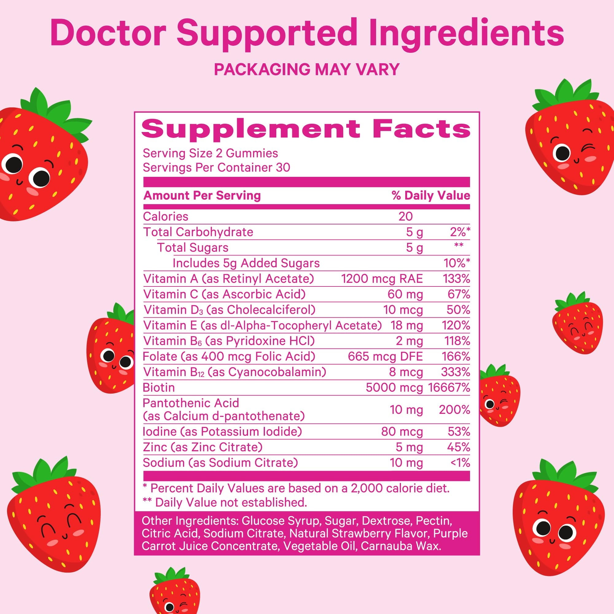 Pink Stork Biotin, Antioxidants, Vitamin E Multivitamin for Teens 60 Gummies - Beautiful Hair, Radiant Skin, Strong Nails, + Immune Support