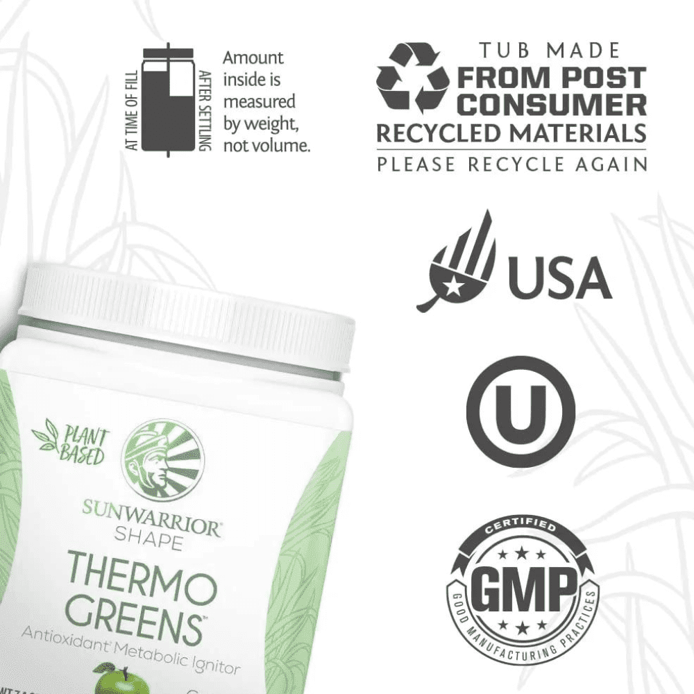 Sunwarrior Thermo Greens Green Apple Supergreens Metabolism Booster Powder 7.4 oz