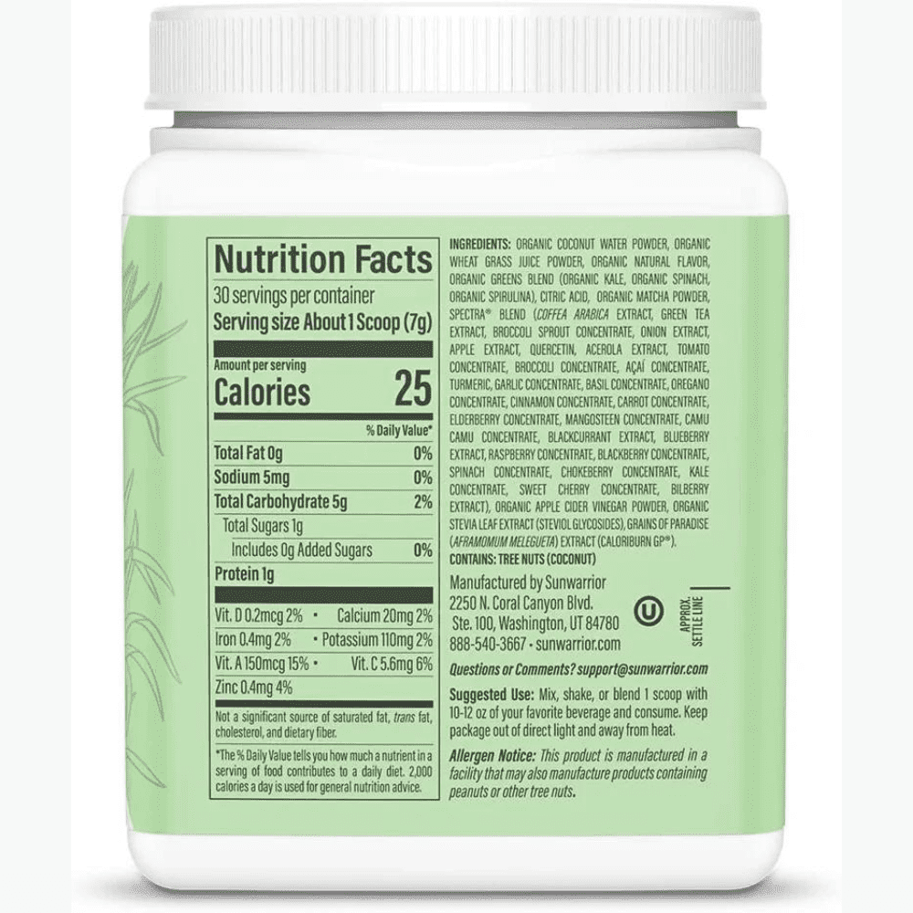 Sunwarrior Thermo Greens Green Apple Supergreens Metabolism Booster Powder 7.4 oz