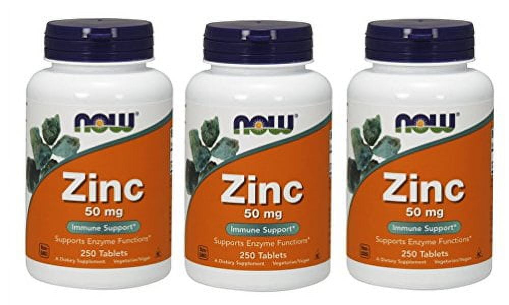 Now Foods Zinc Gluconate 50 mg 250 Tablets,Pack of 3
