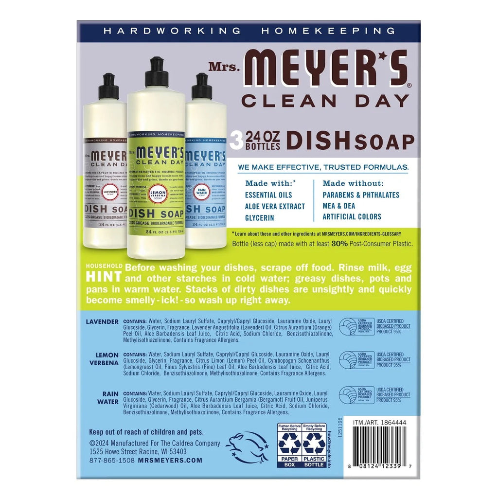Mrs. Meyer's Clean Day Dish Soap, Variety Pack, 24 Fluid Ounce (Pack of 3)