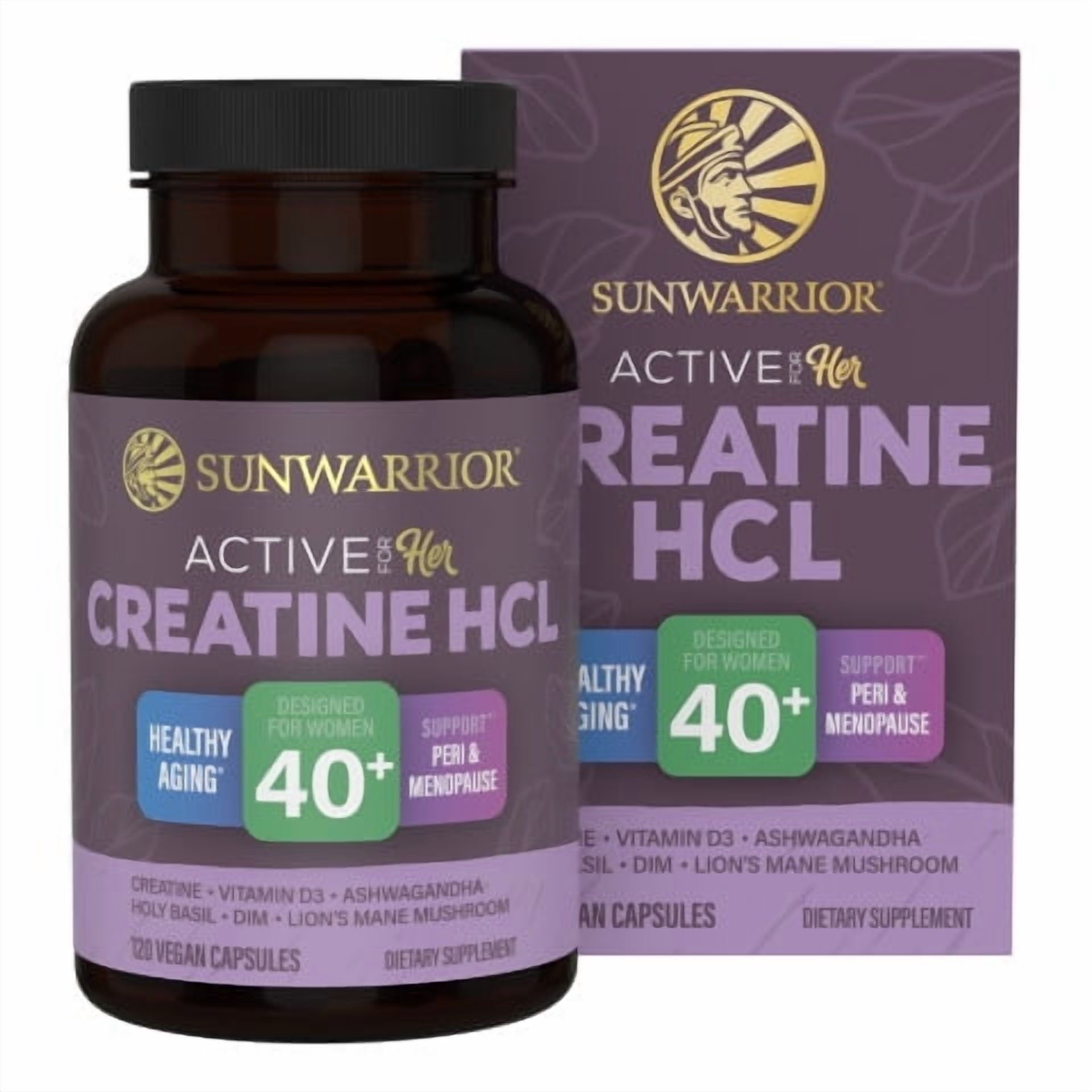 Sunwarrior Active for Her Creatine HCL Capsules for Women 40+, Strength &amp; Energy Support, 120 Count