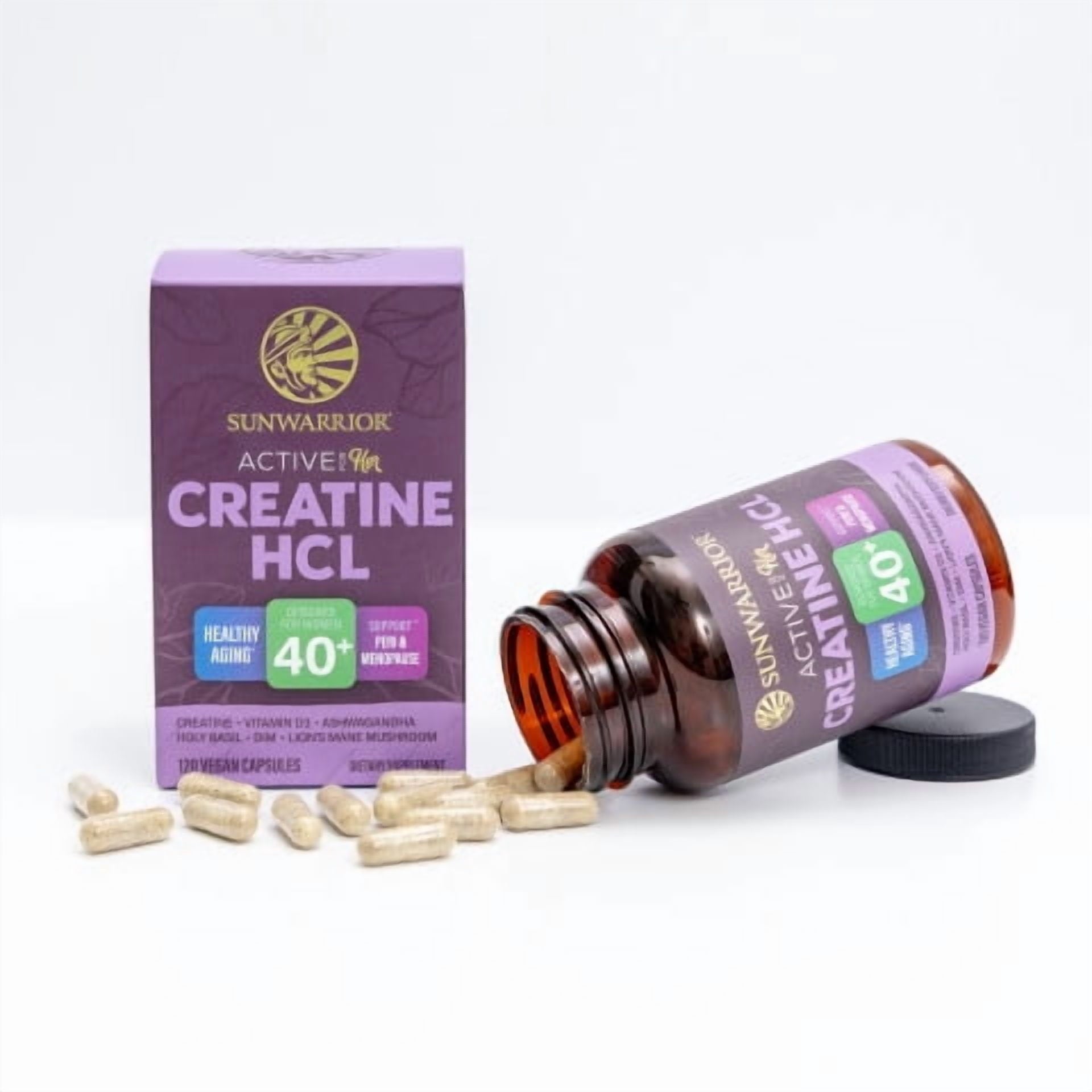 Sunwarrior Active for Her Creatine HCL Capsules for Women 40+, Strength &amp; Energy Support, 120 Count