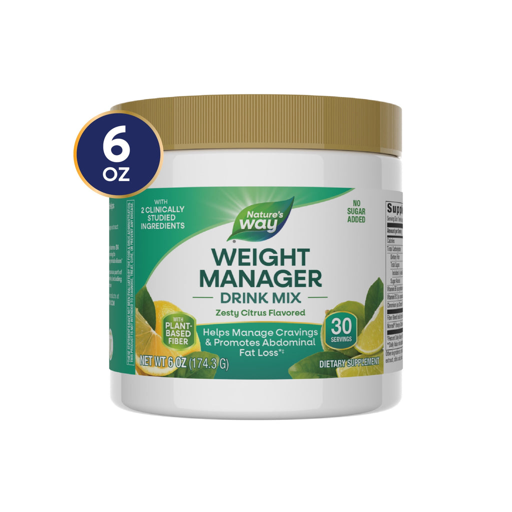 Nature's Way Weight Manager Drink Mix, Plant-Based Fiber, Zesty Citrus Flavored, Unisex, 6 oz.