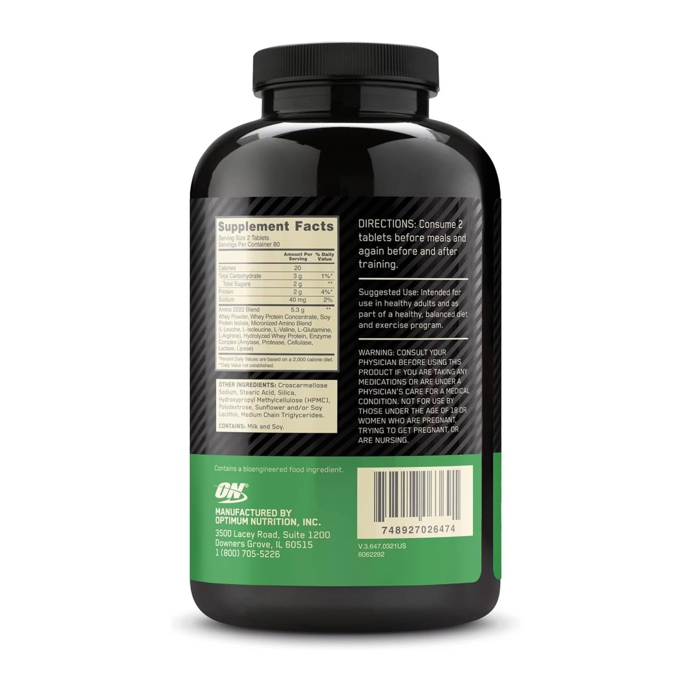 Optimum Nutrition Superior Amino 2222, 160 Ct