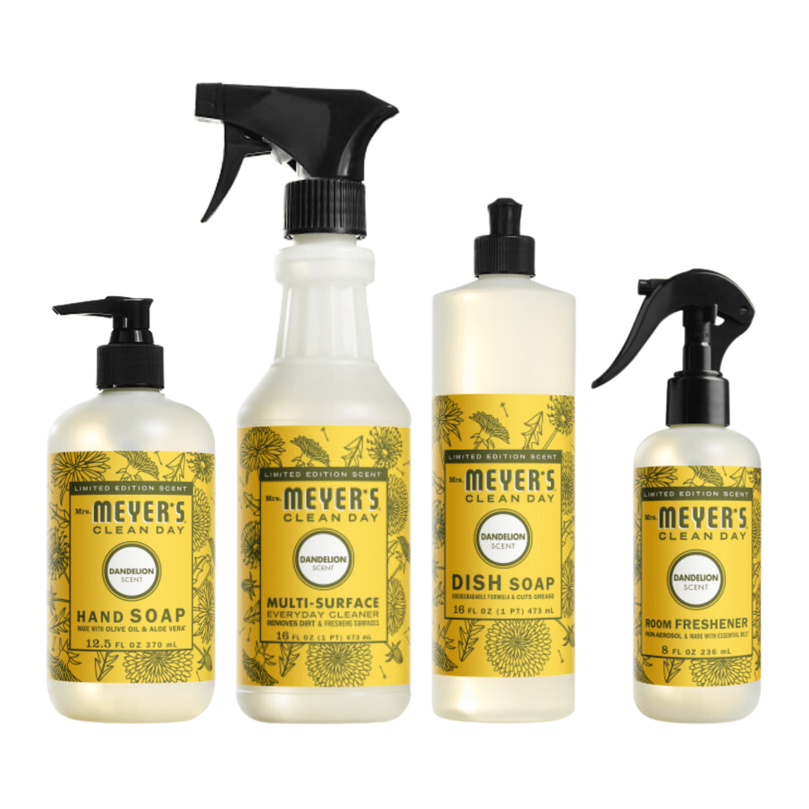 Mrs. Meyer’s Clean Day Blueberry Scent Variety Pack, Liquid Hand Soap 12.5 fl oz, Multi-Surface Cleaner 16 fl oz, Liquid Dish Soap 16 fl oz, Room Freshener 8 oz, 1 ct
