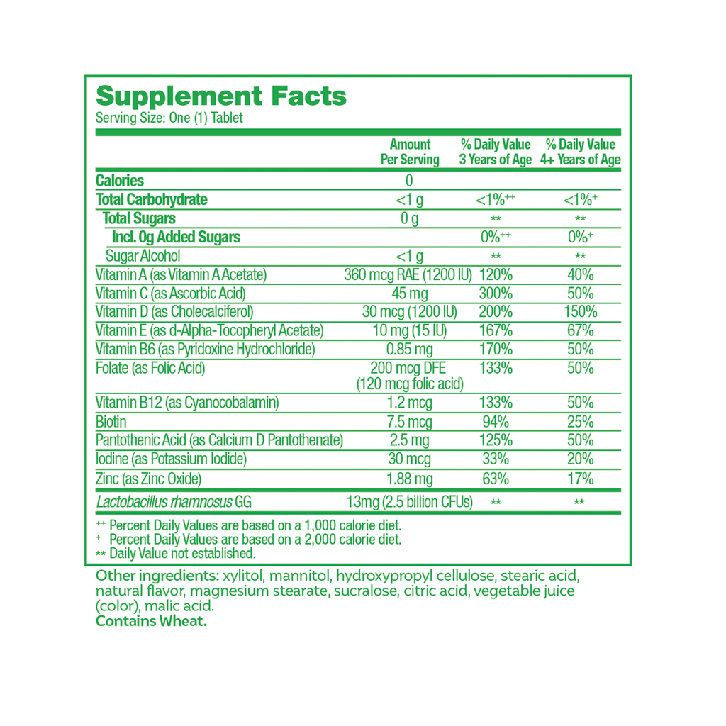 Culturelle Probiotics Kids Multivitamin + Probiotic Daily Chewables Supplement, Immunity &amp; Digestion Support for Children, Fruit Punch Flavor, 50 Count
