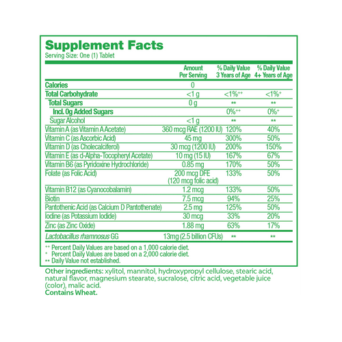 Culturelle Probiotics Kids Multivitamin + Probiotic Daily Chewables Supplement, Immunity &amp; Digestion Support for Children, Fruit Punch Flavor, 50 Count