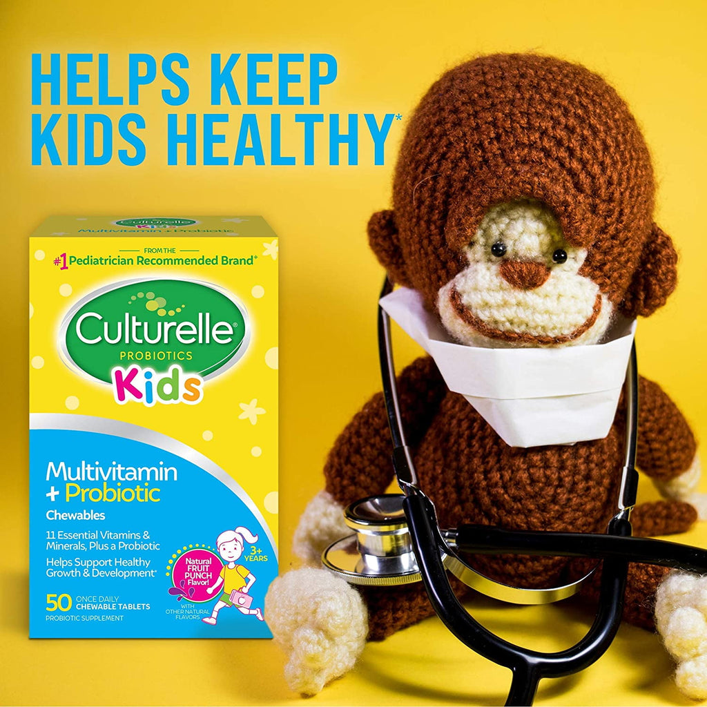 Culturelle Probiotics Kids Multivitamin + Probiotic Daily Chewables Supplement, Immunity &amp; Digestion Support for Children, Fruit Punch Flavor, 50 Count