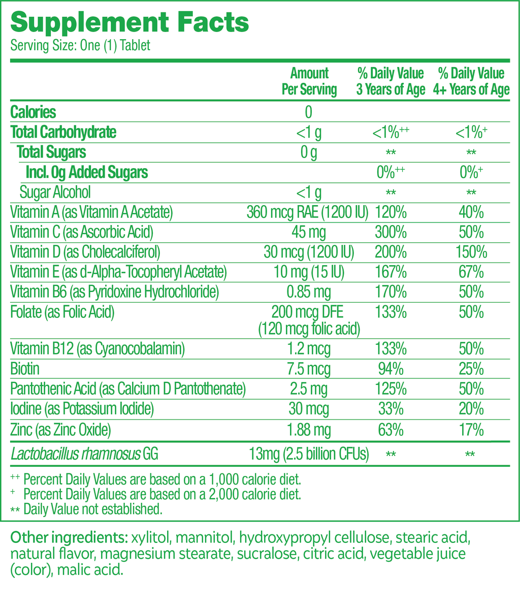 Culturelle Probiotics Kids Multivitamin + Probiotic Daily Chewables Supplement, Immunity &amp; Digestion Support for Children, Fruit Punch Flavor, 50 Count