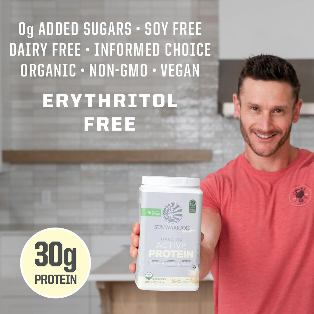 Sunwarrior Sport Organic Active Protein Vanilla Vegan Protein Powder 20 Servings