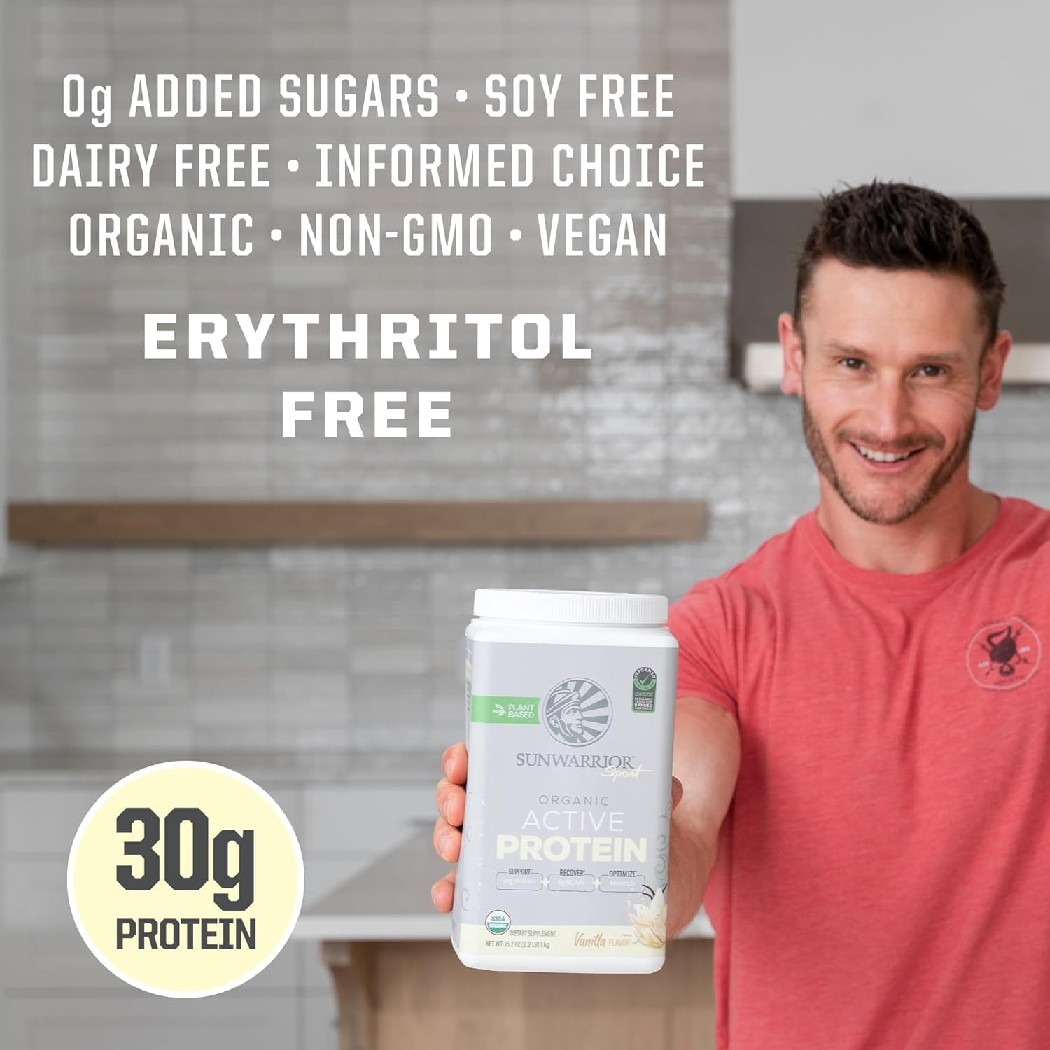 Sunwarrior Sport Organic Active Protein Vanilla Vegan Protein Powder 20 Servings